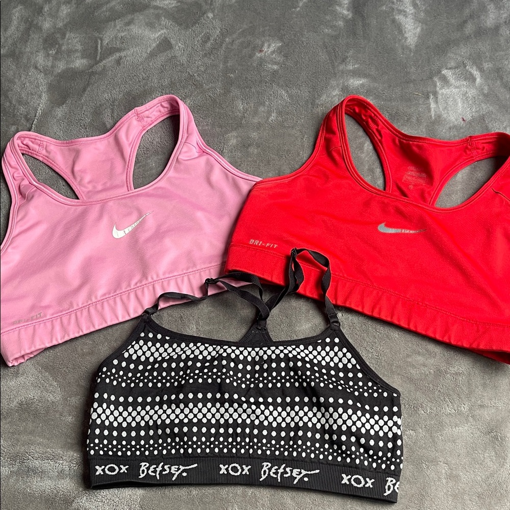 Nike Red & Pink Dri-FIT Sports Bra Duo with Patterned Bralette